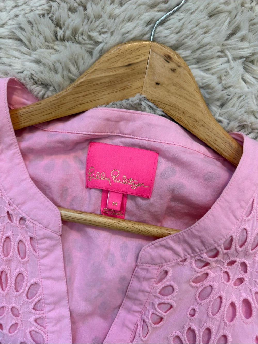 Lilly Pulitzer Bekah Eyelet Tunic Dress Peony Pink 3/4 Sleeve M - Picture 11 of 16